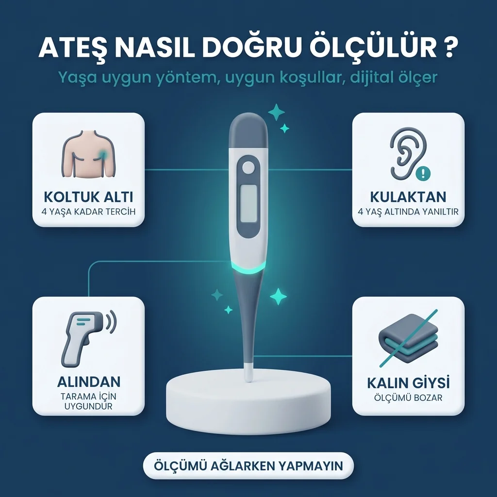 Yaşa göre ateş ölçüm yöntemi ve ölçümü bozan hatalar