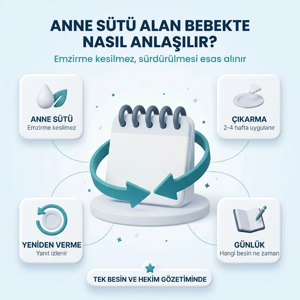 Anne sütü alan bebekte besin alerjisi — emzirmeyi sürdürerek eliminasyon ve yeniden verme