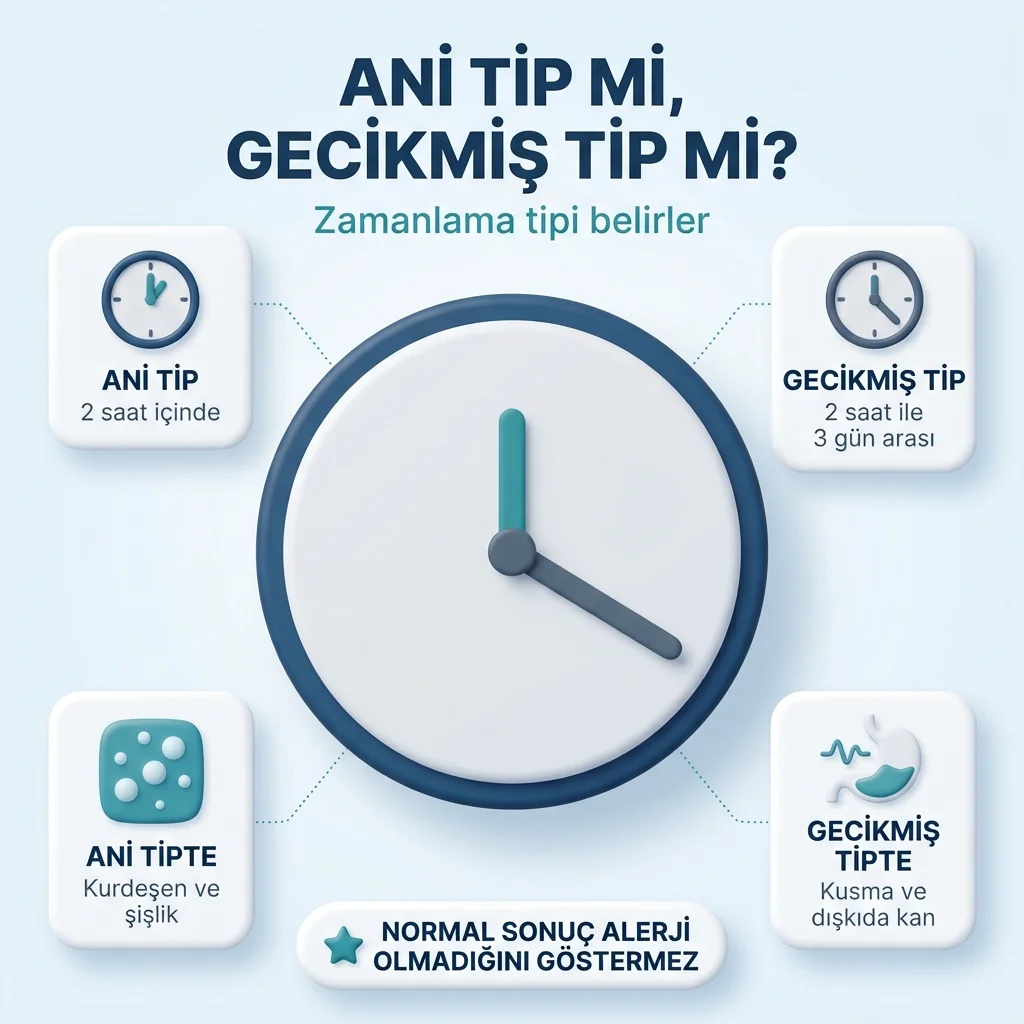 Ani tip ve gecikmiş tip besin alerjisinin ayrımı — başlangıç zamanı ve öne çıkan bulgular