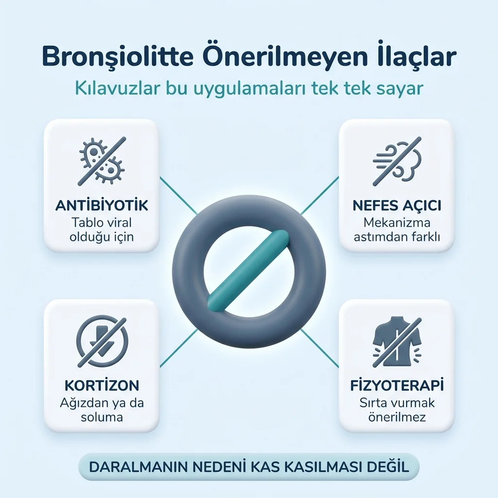 Bronşiolitte antibiyotik, nefes açıcı ve kortizonun önerilmediği durumlar