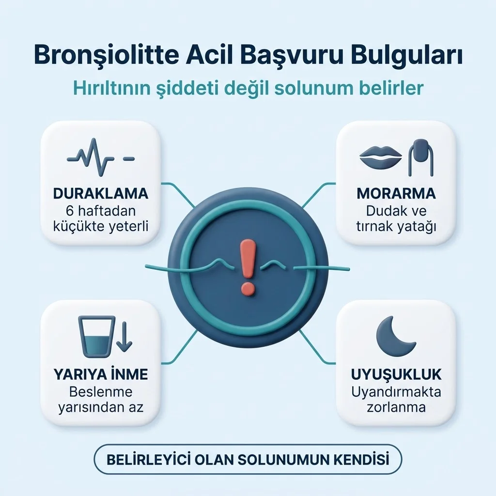 Bebeklerde bronşiolit — acil başvuru gerektiren solunum duraklaması ve morarma