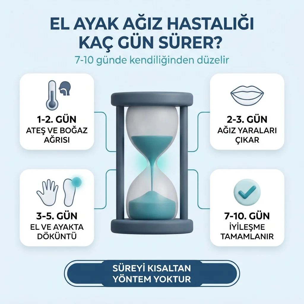 El ayak ağız hastalığının 7-10 günde kendiliğinden düzelen seyri