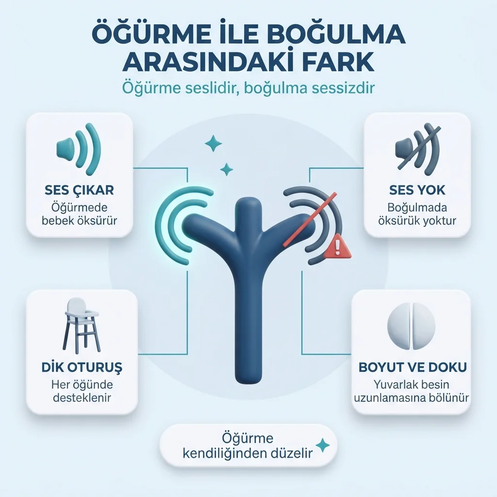 Bebeklerde öğürme ve boğulma farkı — sesli öğürme ile sessiz boğulmanın ayrımı
