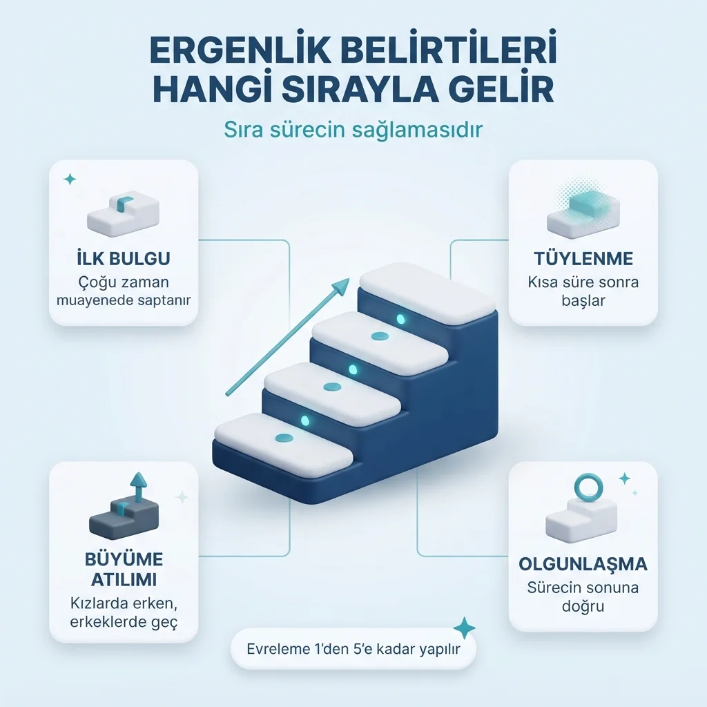 Ergenlik döneminde meydana gelen fiziksel değişiklikler — belirtilerin sırası