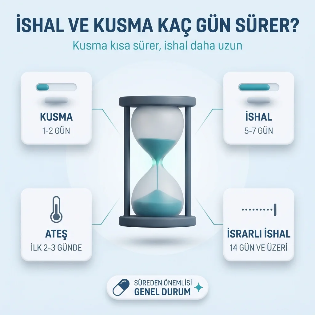 İshal ve kusmanın süresi — kusma 1-2 gün, ishal 5-7 günde geriler