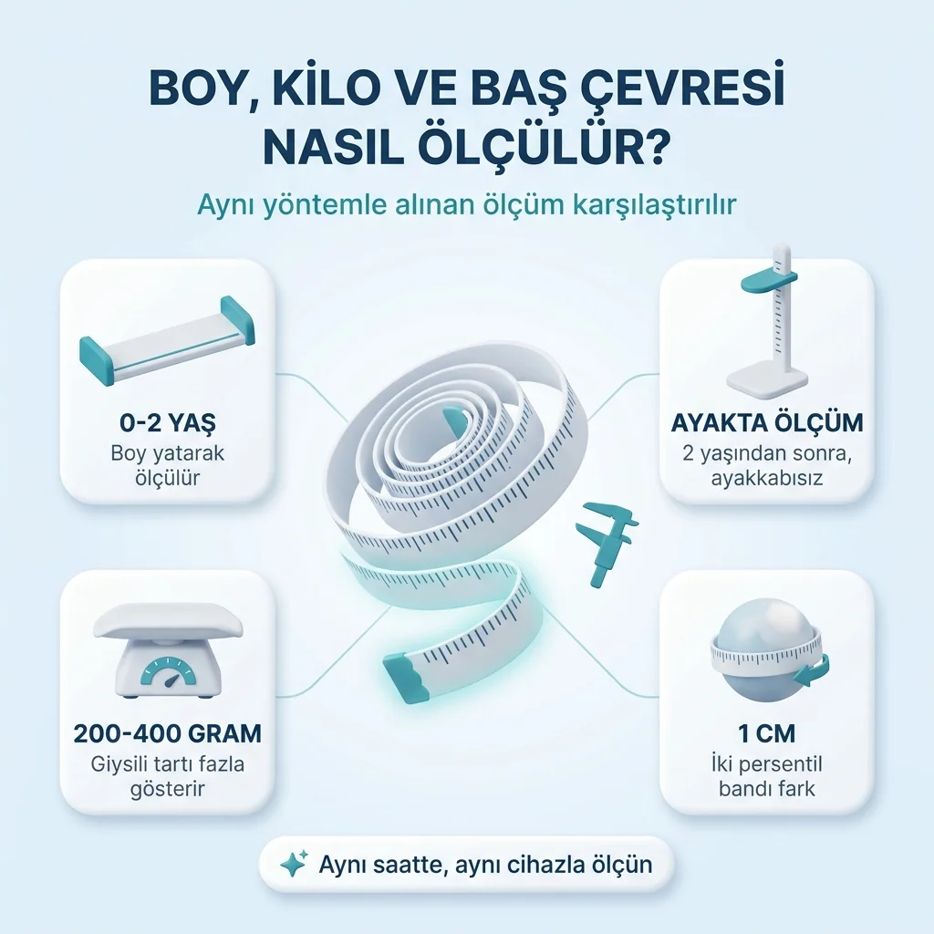 Boy, kilo ve baş çevresinin doğru ölçülmesi