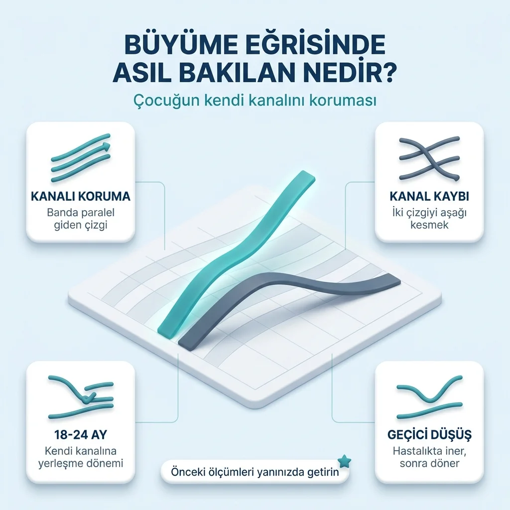 Büyüme eğrisi — persentil değeri değil çocuğun kendi kanalını koruması