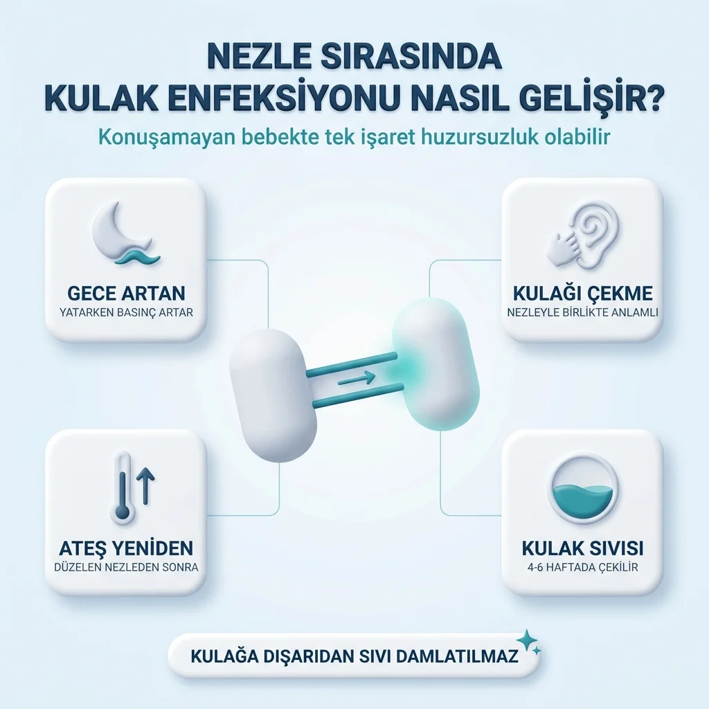 Bebeklerde kulak enfeksiyonu — nezle sonrası orta kulak iltihabının gelişmesi