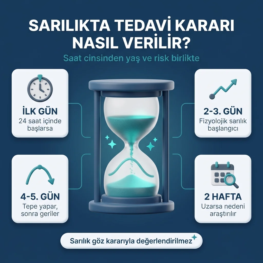 Yenidoğan sarılığı — tedavi kararında saat cinsinden yaş ve ilk iki hafta eşikleri